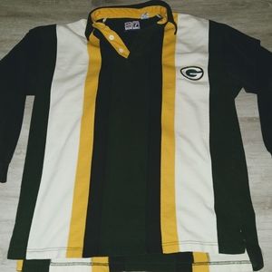 VTG Green Bay Packers Collared Long Sleeve Shi